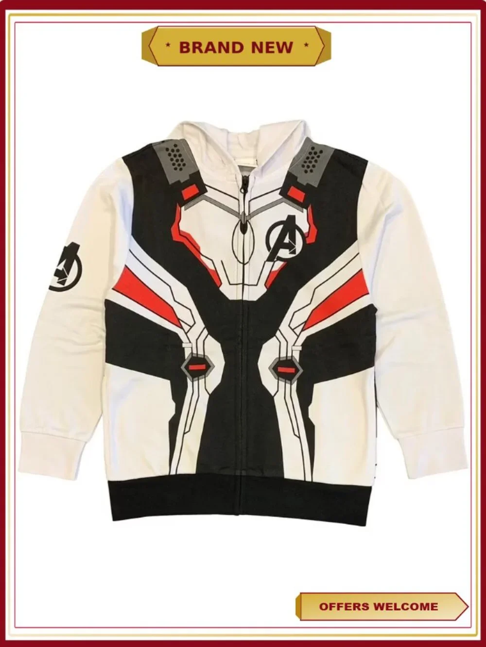 Marvel Avengers Endgame Costume Hoodie Zip-Up Fleece Lined Boys
